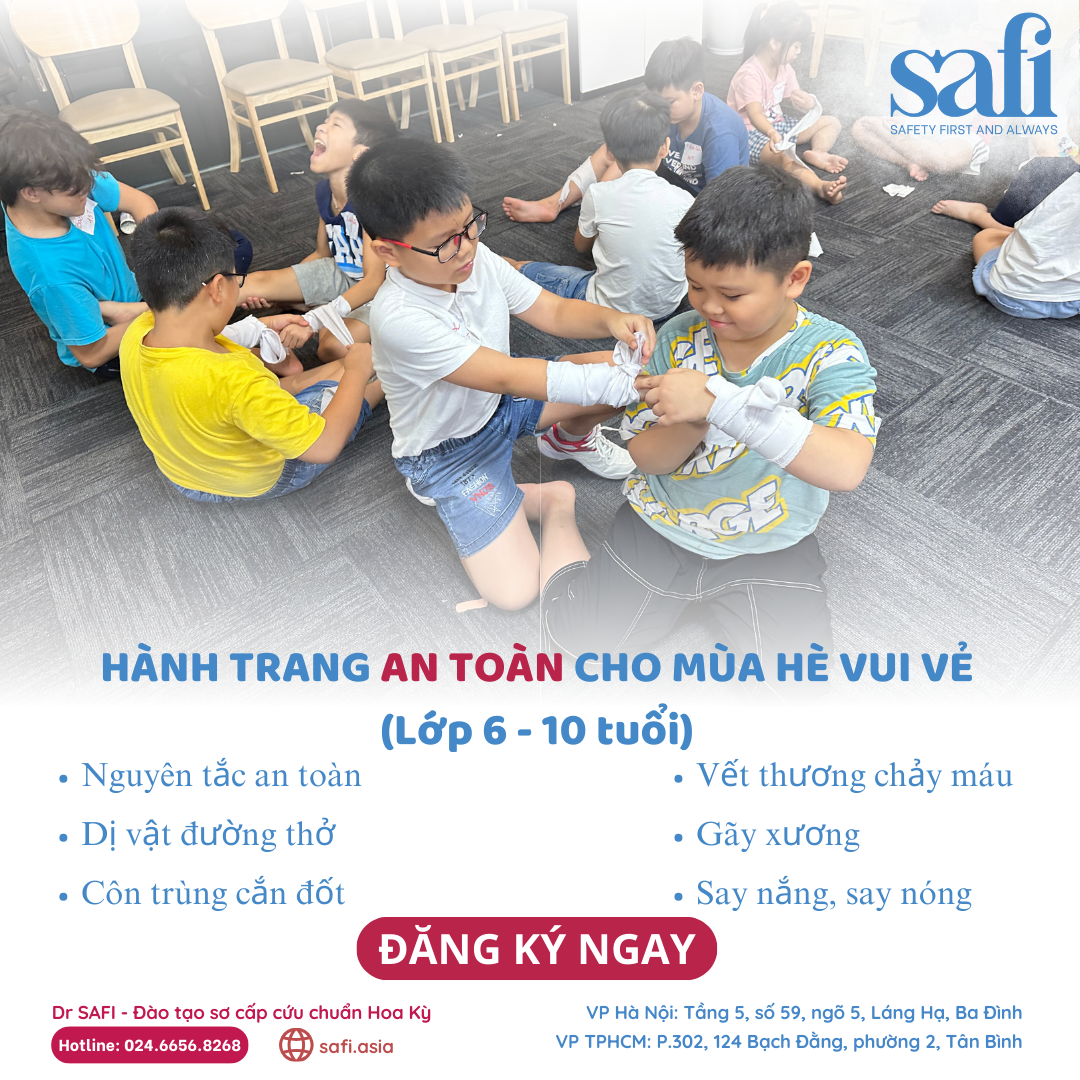 Học viên SAFI thực hành sơ cấp cứu băng bó vết thương