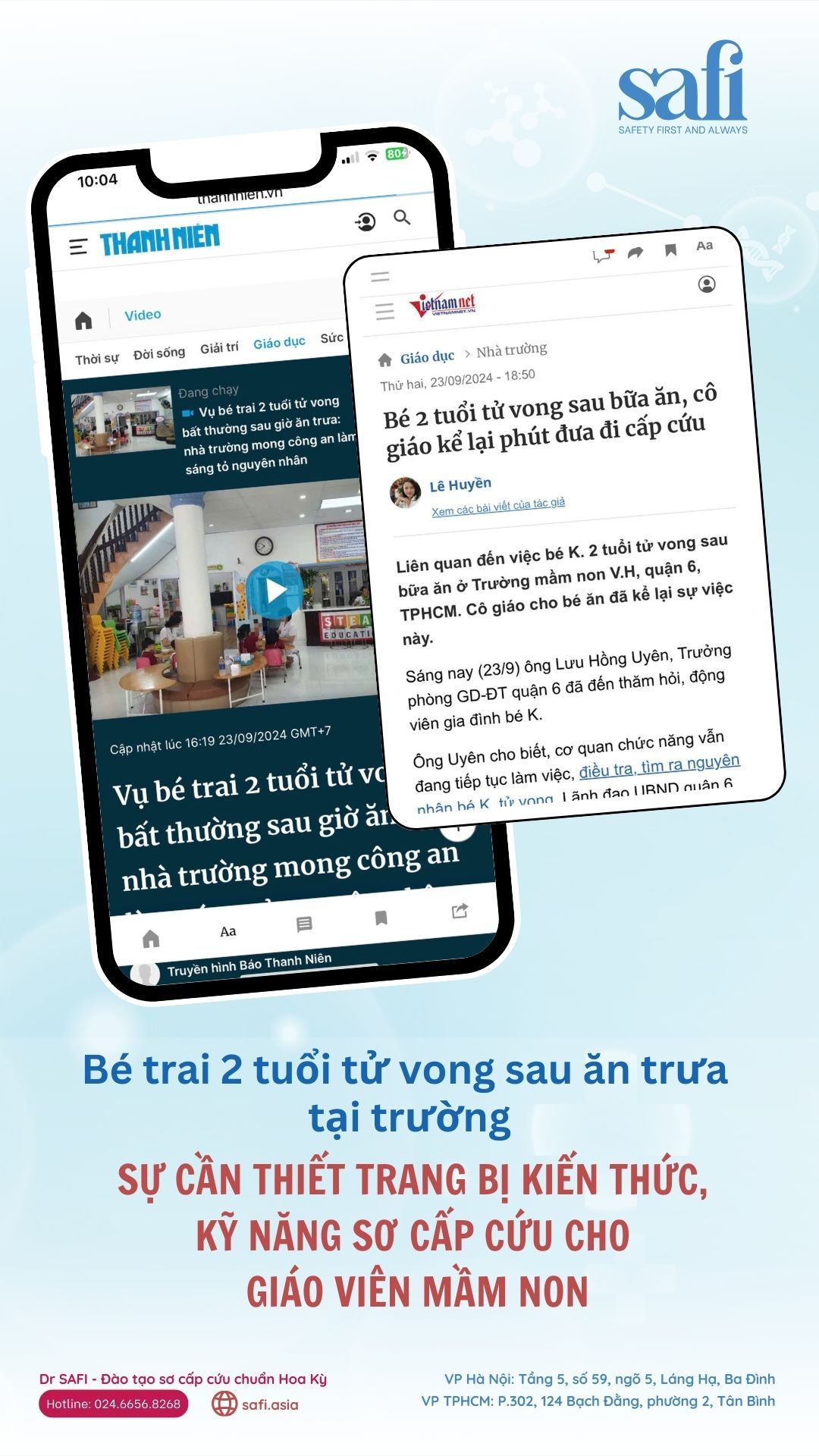 BÉ TRAI 2 TUỔI TỬ VONG SAU ĂN TRƯA TẠI TRƯỜNG- SỰ CẦN THIẾT PHẢI TRANG BỊ KIẾN THỨC, KỸ NĂNG SƠ CẤP CỨU CHO GIÁO VIÊN MẦM NON