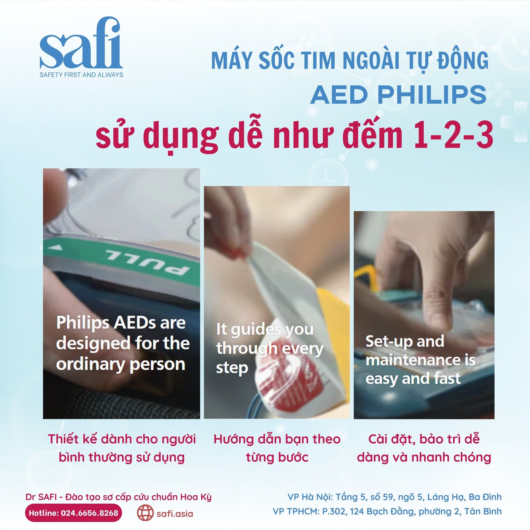 SỬ DỤNG MÁY SỐC TIM NGOÀI TỰ ĐỘNG AED PHILIPS